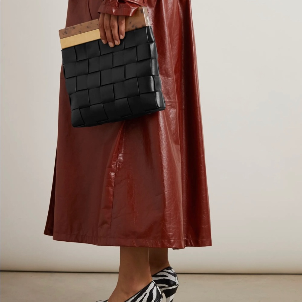 RARE SOLD OUT** Wood intrecciato leather clutch